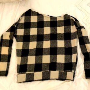 Off shoulder black white plaid top